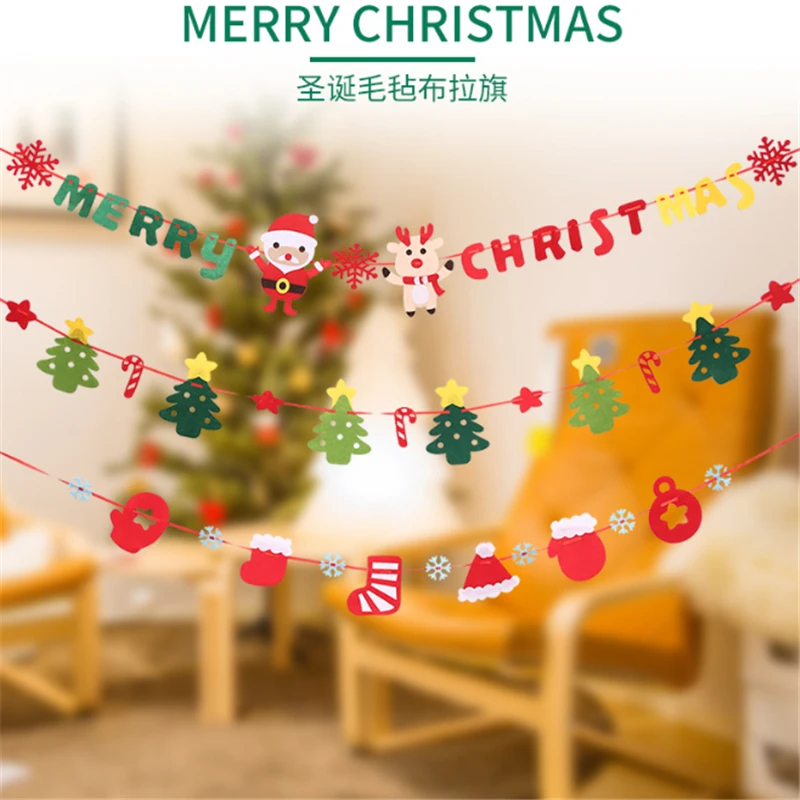 

2020 Christmas Decorations Christmas Pull Flag DIY non-woven eight-sided Flag Christmas Hotel Decorations